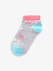 Pink/Grey/Purple 5 Pack Cotton Rich Unicorn Character Trainer Socks