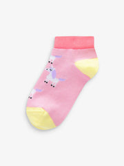Pink/Grey/Purple 5 Pack Cotton Rich Unicorn Character Trainer Socks
