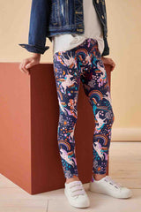 Navy Unicorn Rainbow Printed Leggings