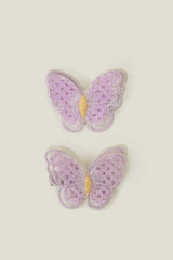 2-Pack Girls Embroidered Butterfly Hair Clips