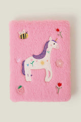 Girls Faux Fur Unicorn A5 Notebook