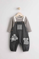 Mono Koala Baby Denim Dungarees and Bodysuit Set