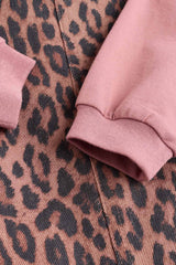 Tan Brown Leopard Print Baby Long Sleeve Bodysuit & Dungarees Set