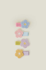 4-Pack Girls Crochet Flower Salon Hair Clips