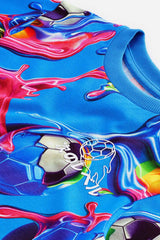 Blue Football Regular Fit Short Sleeve All-Over Print 100% Cotton T-Shirt