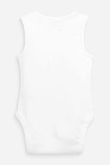 White 5 Pack Baby Vest Bodysuits