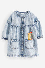 Blue Denim Character 100% Cotton Button Through Dress