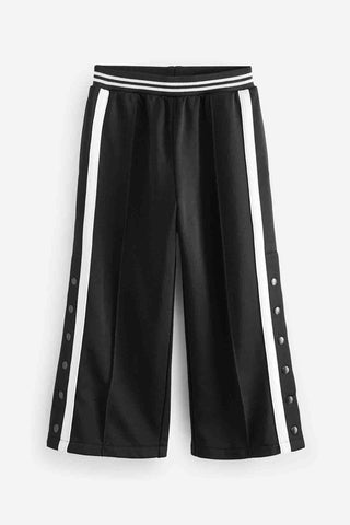 Black Wide Leg Popper Joggers