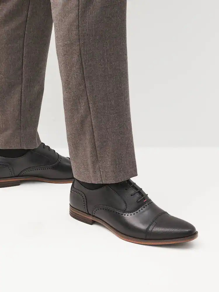 Black Oxford Toe Cap Shoes