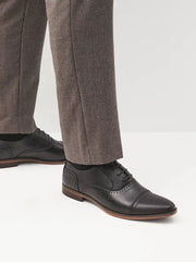 Black Oxford Toe Cap Shoes
