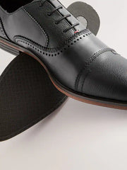 Black Oxford Toe Cap Shoes