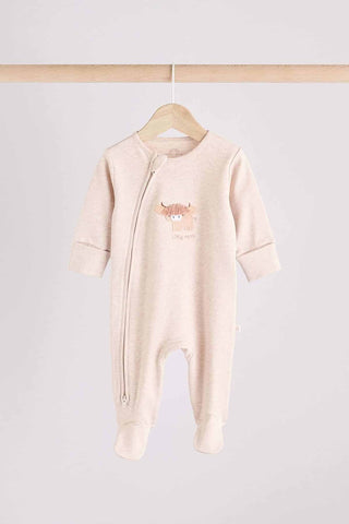 Neutral Hamish Baby 100% Cotton Sleepsuits 3 Pack