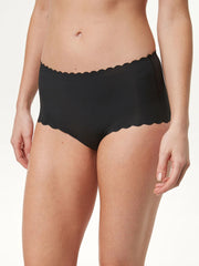 Black Midi No VPL Scallop Edge Knickers