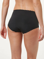 Black Midi No VPL Scallop Edge Knickers