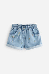 Denim Floral Embroidered Shorts NEXT UK
