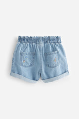 Denim Floral Embroidered Shorts NEXT UK