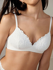 White Padded Non Wire Lace Ultimate Comfort Bra