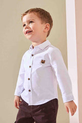 White Character Long Sleeve Oxford Shirt