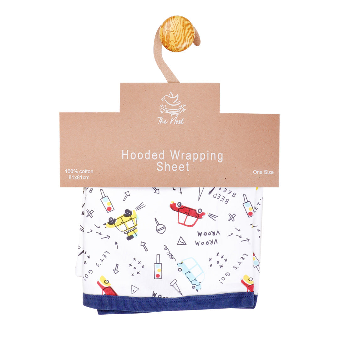 Zoomin' Cars hooded Swadle Sheet | Wrapping Sheets | The nest clothing