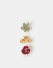 3-Pack Floral Metal Claw Clips