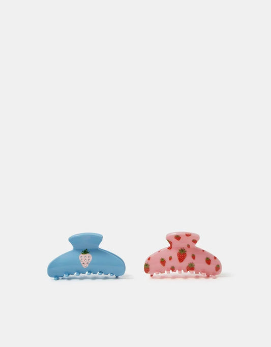 2-Pack Strawberry Print Claw Clips