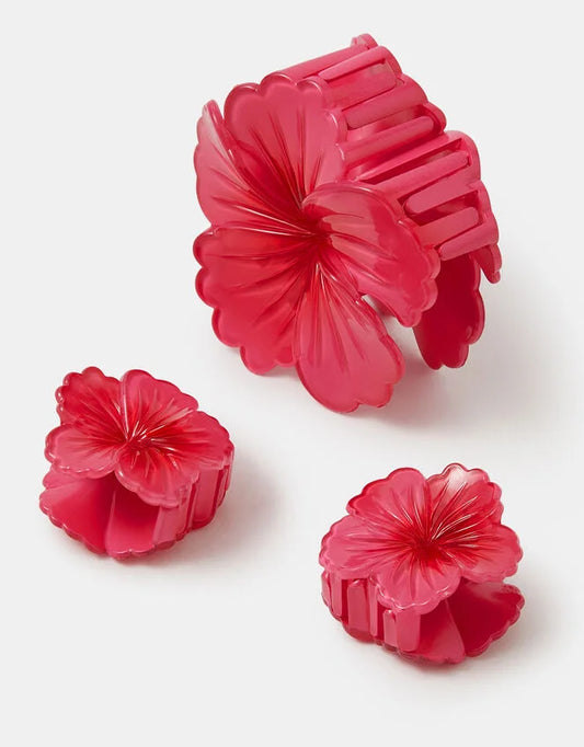 3-Pack Hibiscus Flower Claw Clips