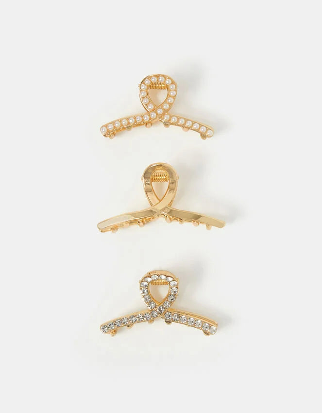 3-Pack Pearl Twist Claw Clips