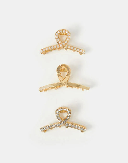3-Pack Pearl Twist Claw Clips