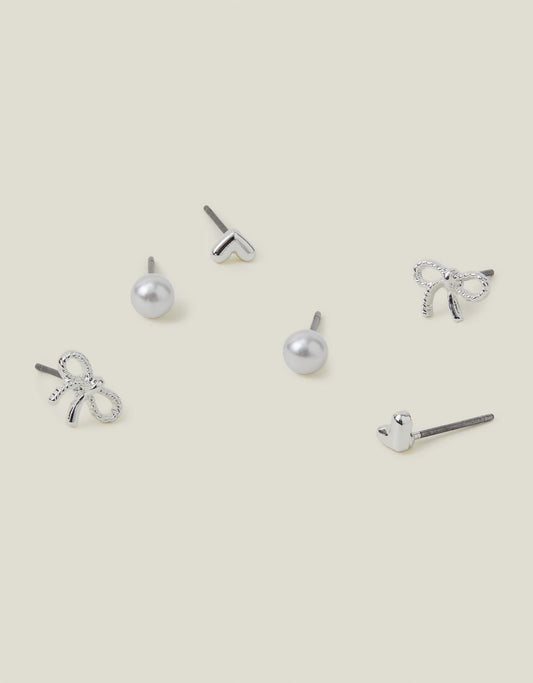 3-Pack Bow Stud Earrings