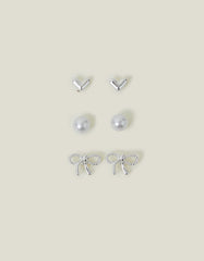 3-Pack Bow Stud Earrings