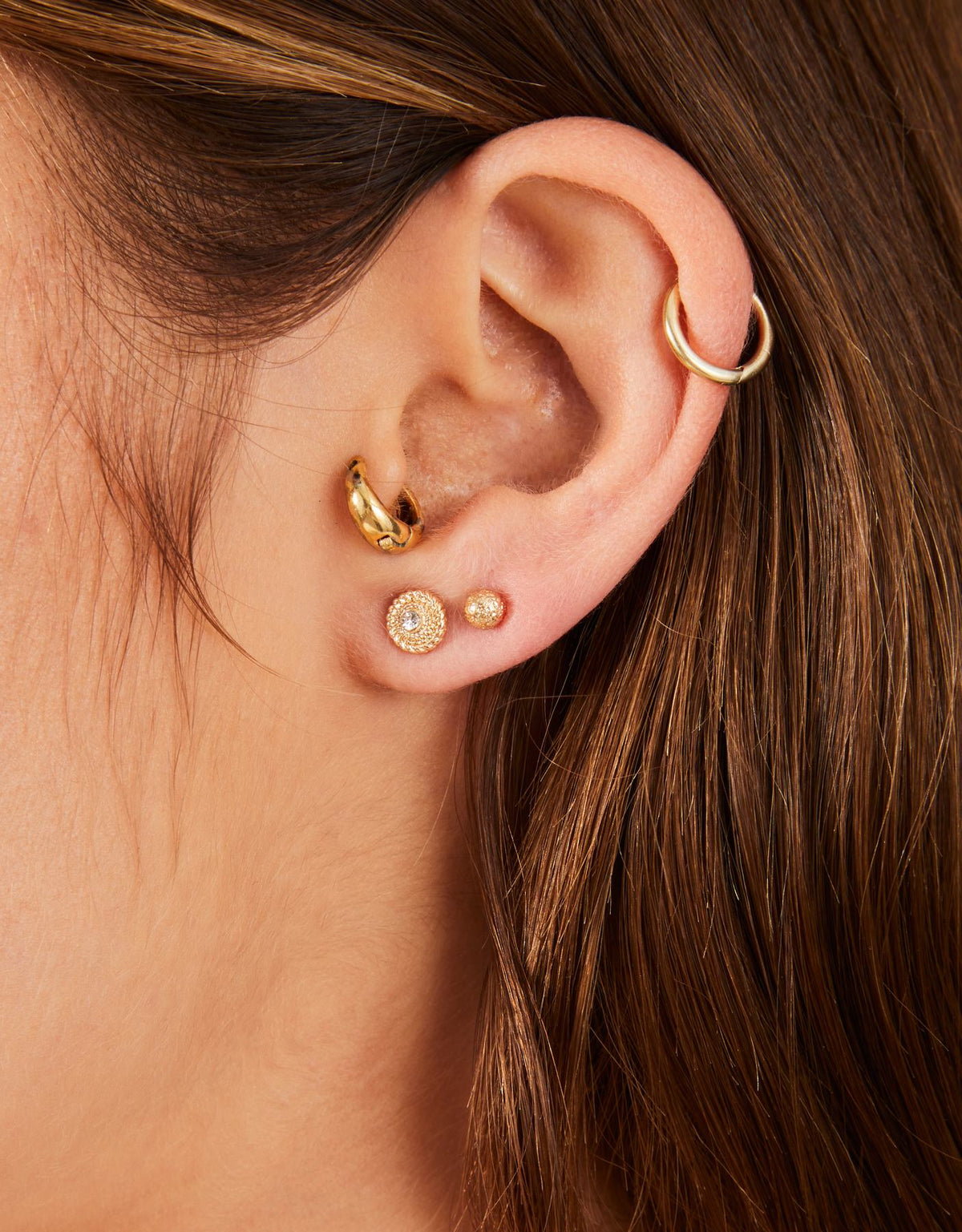 3-Pack Moon Gem Stud Earrings