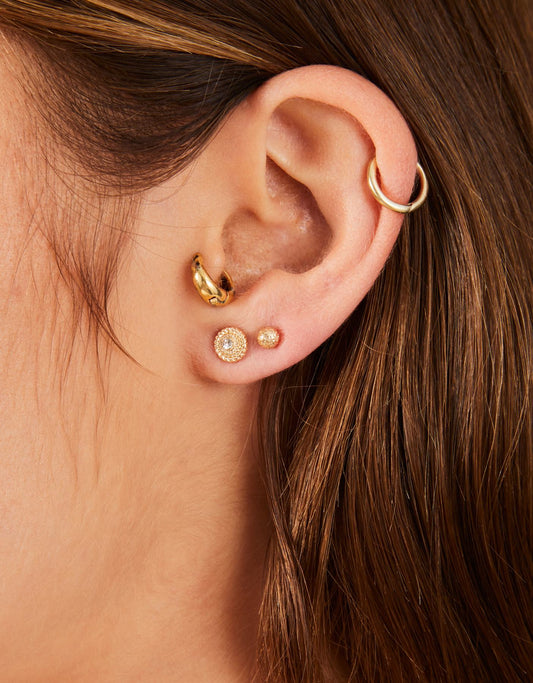 3-Pack Moon Gem Stud Earrings