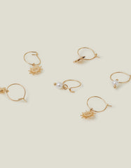 3-Pack Starburst Hoop Earrings