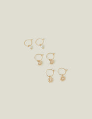 3-Pack Starburst Hoop Earrings