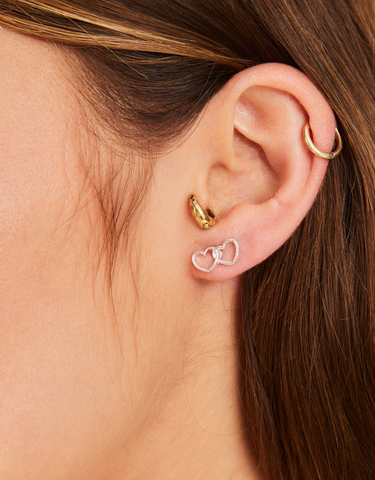 3-Pack Linked Heart Stud Earrings