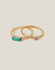 2-Pack Stone Rings Gold