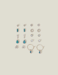 10-Pack Crystal Stud and Hoop Earrings