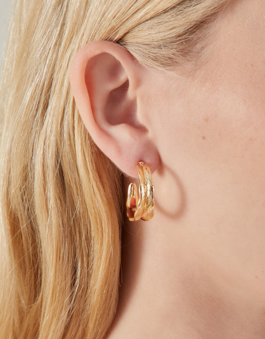 Leaf Etched Hoop Earrings