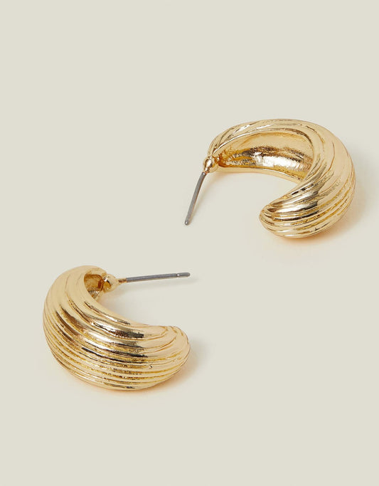 Chunky Ribbed Hoop Earrings