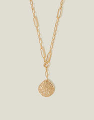 Coin Pendant Link Chain Necklace