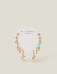 6-Pack Celestial Stud and Hoop Earrings Gold