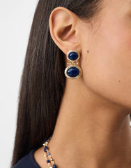 Oval Stone Drop Earrings