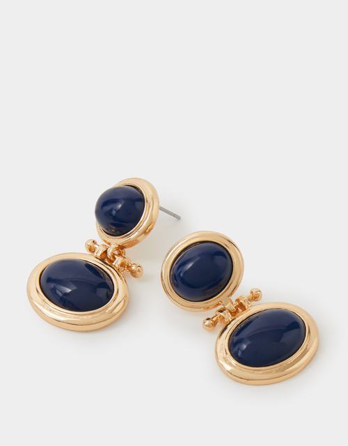 Oval Stone Drop Earrings