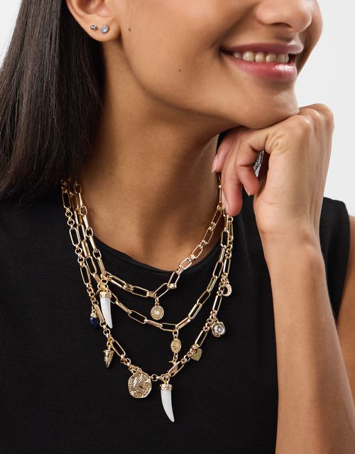 Layered Charm Paper Clip Necklace