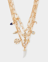 Layered Charm Paper Clip Necklace