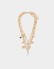 Layered Charm Paper Clip Necklace