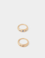 2-Pack Celestial Gem Rings Gold