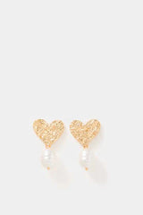 Heart Pearl Drop Earrings