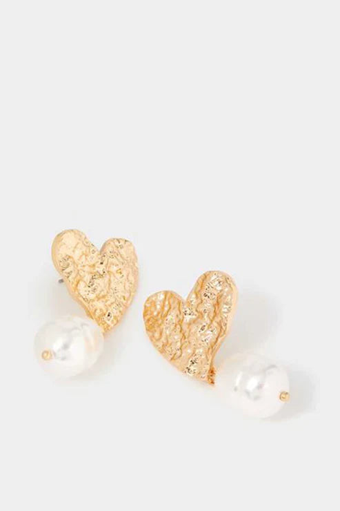 Heart Pearl Drop Earrings