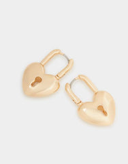 Heart Padlock Huggie Hoop Earrings